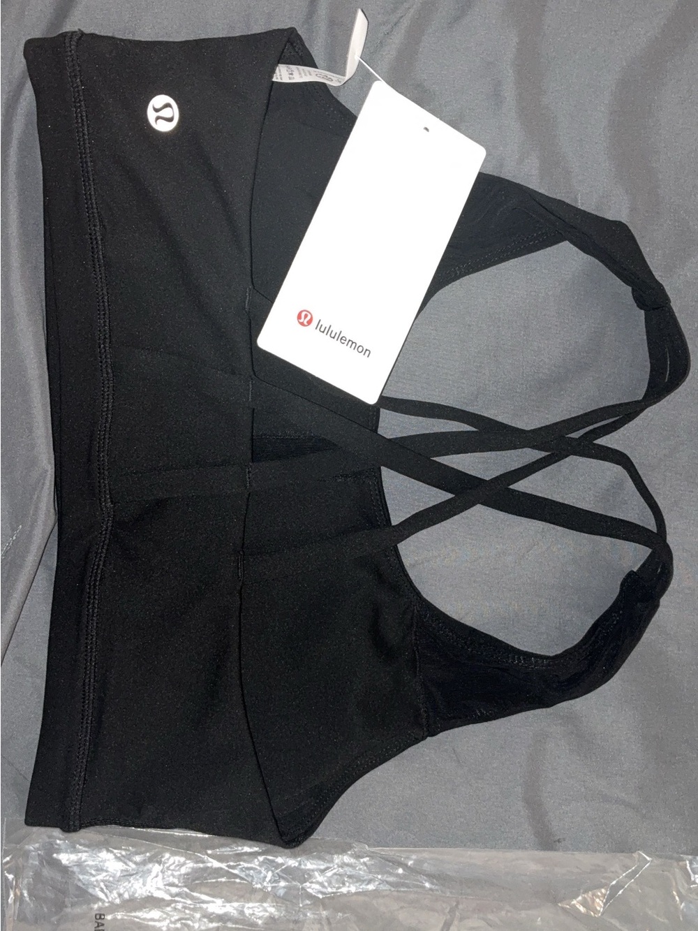 lululemon black strappy cross-back sports bra